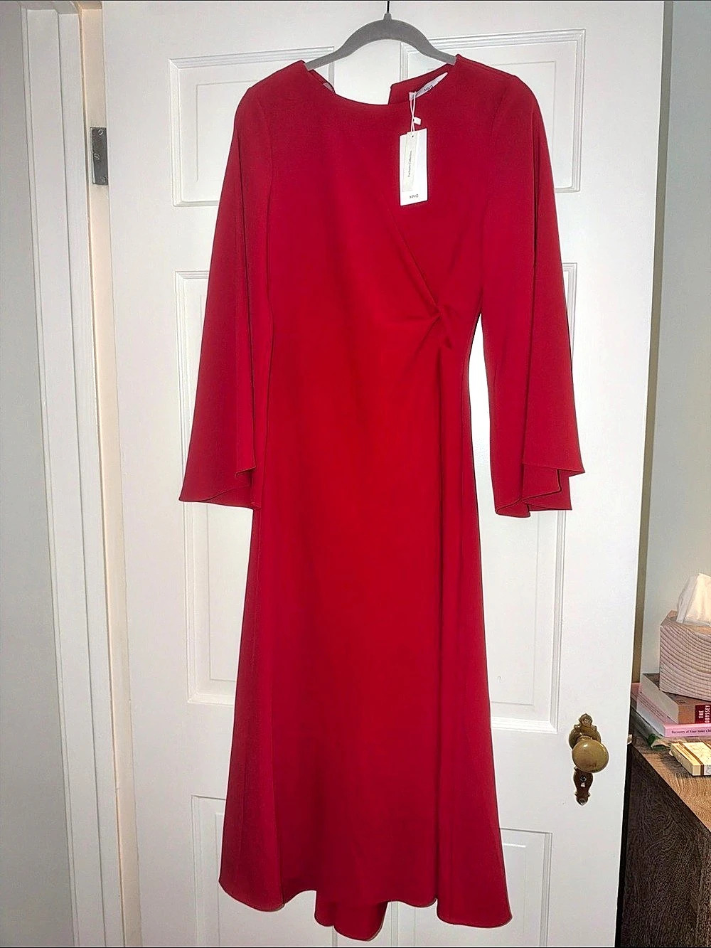 MNG Red Wrap-Front Maxi Dress NWT